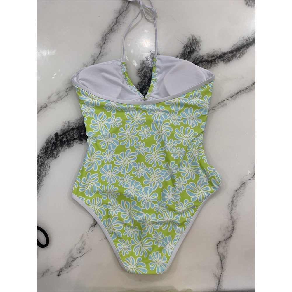 Ninety-Nine Degrees Swimsuit  Womens Size L One Piece Cut Out Halter Floral - Picture 2 of 7